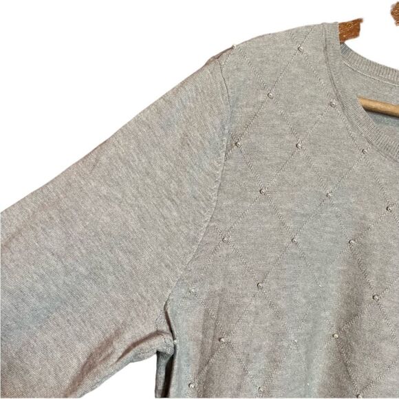 NWT! Laura Scott grey beaded sweater - Picture 3 of 12